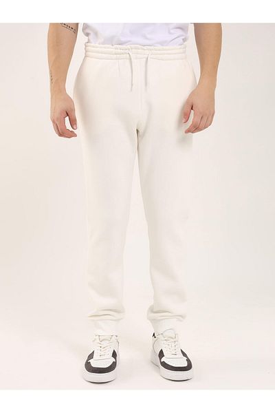 Dufy Ecru Men's Oversize Cotton Casual Sweatpants -103986