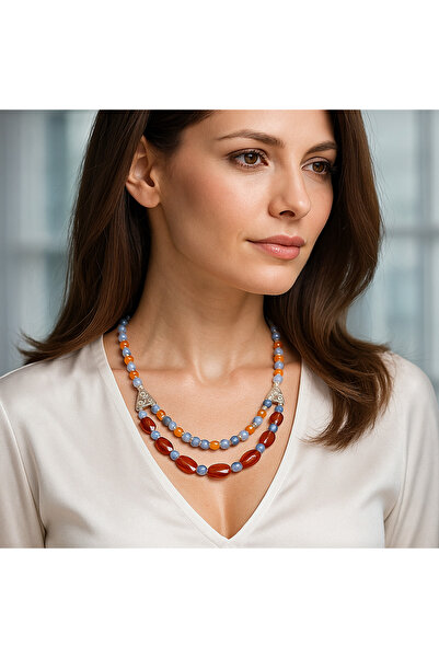 Asteria Elite Kuvars Ceyt 2 Sıralı Huzur, Denge Ve Pozitif Enerji Kolyesi