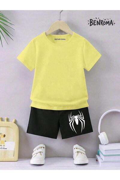 BENROMA طقم شورت للأطفال للجنسين - طباعة شخصية