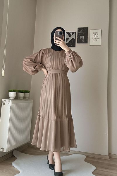 BENROMA Cream Color Chiffon Dress