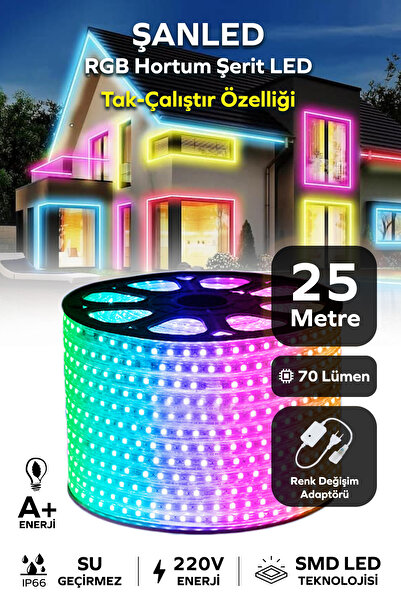 Genel Markalar Rgb Hortum Esnek Şerit Led + 220v Fiş/2,3,4,5,10,15,20,25,50,100 Metre