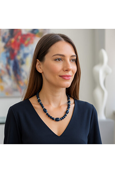 Asteria Elite Lacivert Kaplan Gözü Lacivert Kuvars Cesaret, Odaklanma Negatif Enerji Kalkanı Kolye