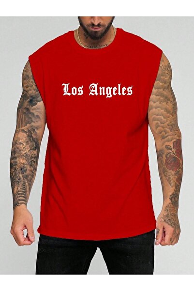 E-ROMA تي شيرت بدون أكمام مطبوع من لوس أنجلوس