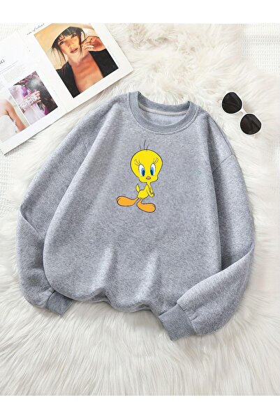 DM DOLCE MORE Hanorac oversize unisex cu gât crew, cu 3 fire din bumbac piept...