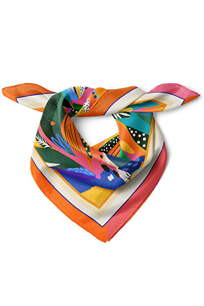 nehir eşarp Tropikal Renk Patlaması Desen Fular Bandana 50x50 Cm
