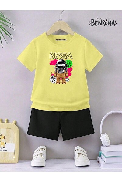 BENROMA طقم شورت للأطفال للجنسين - طباعة شخصية