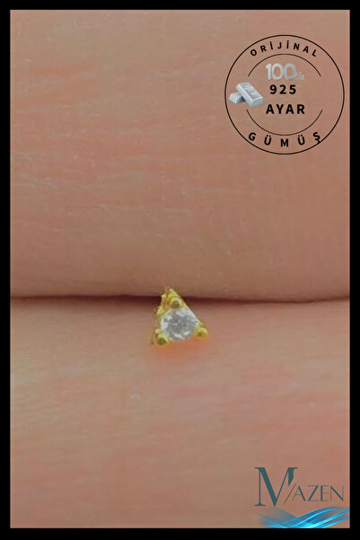 MAZEN 925 Ayar Gümüş Hızma. Üçgen Model Sarı Renk