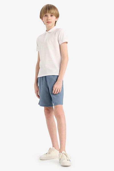 DeFacto Boy's White Pique Short Sleeve Polo School T-Shirt