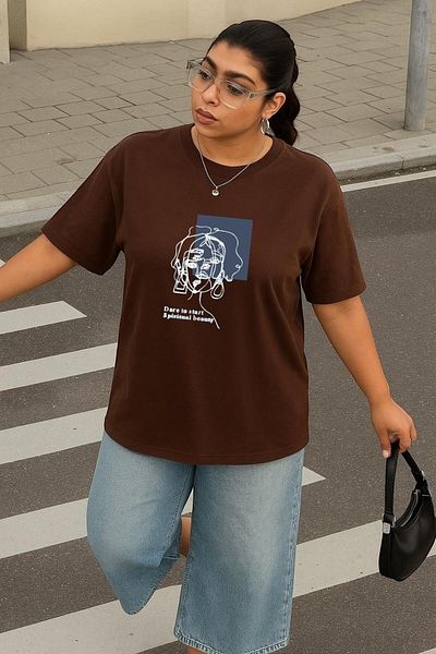 BENROMA Plus Size Striped Women's Figure Printed Unisex T-Shirt
