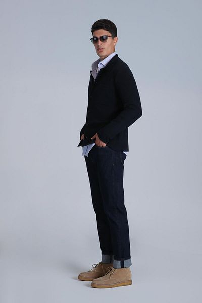 Lufian Cardigan pentru bărbați Solid bleumarin