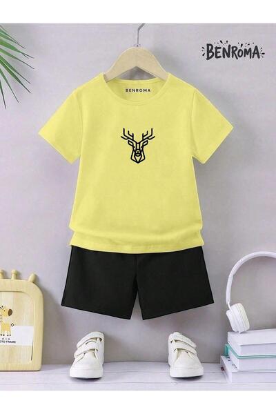 BENROMA طقم شورت للأطفال للجنسين - طباعة شخصية