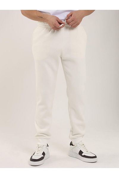 Dufy Ecru Men's Oversize Cotton Casual Sweatpants -103986