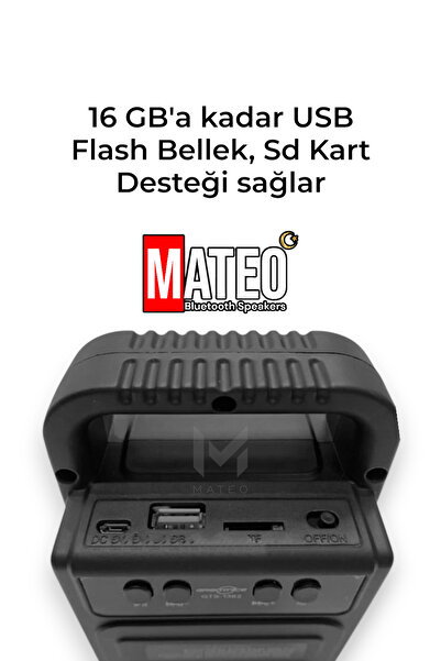 MATEO LED Işıklı Bluetooth Kablosuz Hoparlör | Taşınabilir Şarjlı Speaker | USB TF Kart Destekli | FM