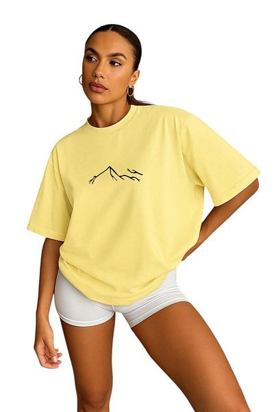BENROMA 1 tricou este un cadou pentru achiziții de 6 și mai sus în coș - Tricou oversize unisex pentru femei cu imprimeu Mountain