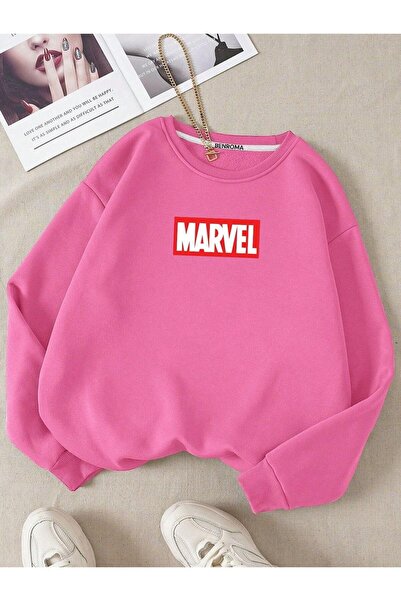 DM DOLCE MORE سويت شيرت بياقة دائرية مطبوع عليه حروف مارفل للأطفال من الجنسين...