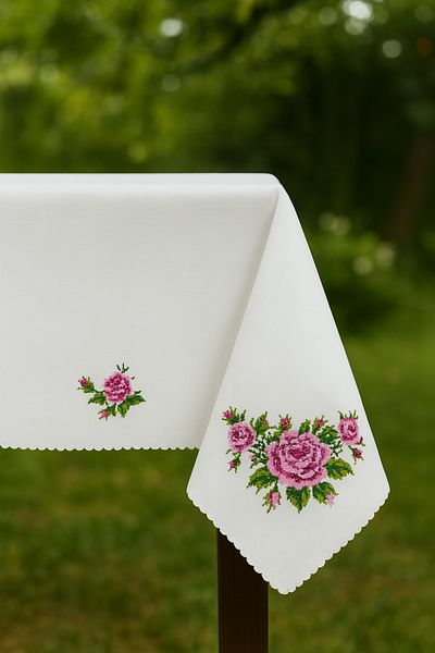 Cardea Exlusive Cross Stitch Printed Tablecloth 160x220