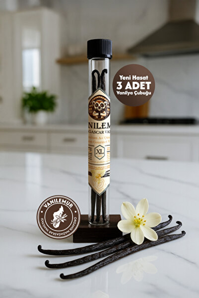 Vanilemur Vanilya Çubuğu 3 Adet Xl Madagaskar Vanilyası Cam Tüp Şişe [yeni Hasat]