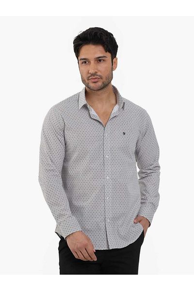 Dufy Мъжка риза Slim Fit с шарка Pitikare - Brent яка, дълъг ръкав - 102996
