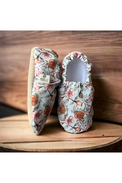 Kokopatik ,Non-Slip Sole,Organic Cotton Home Nursery Booties,Bohemian Flowers Pattern Booties