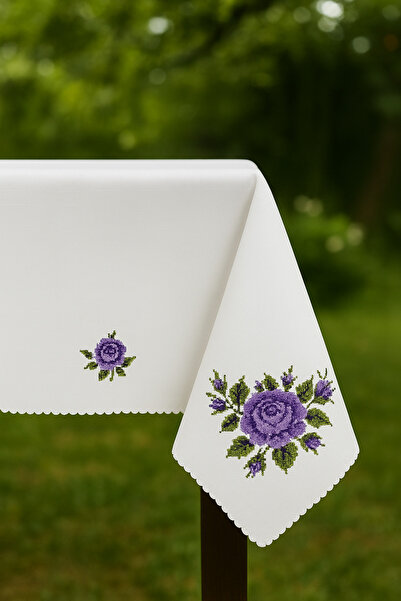 Cardea Exlusive Kanaviçe Baskılı Masa Örtüsü 160x220