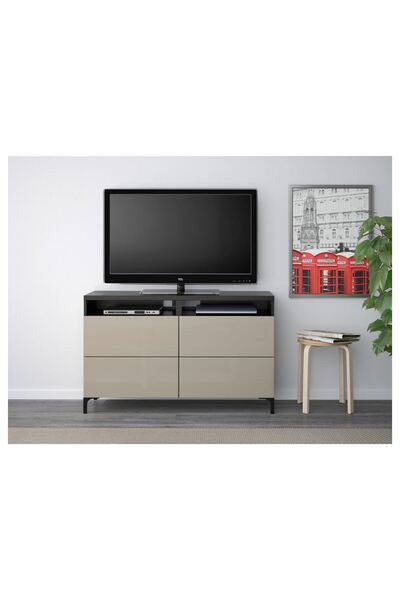 IKEA Parlak TV Sehpası, Fren Raylı, Cilalı, Genişlik: 120 cm  Derinlik: 40 cm...
