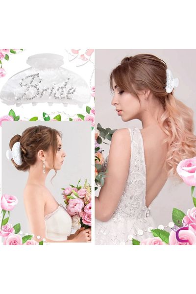 Cinderella Bride To Be Cataramă de mireasă cu piatră brodată alb perlat 10 cm - Cadou pentru domnișoară de onoare pentru petrecerea burlacilor