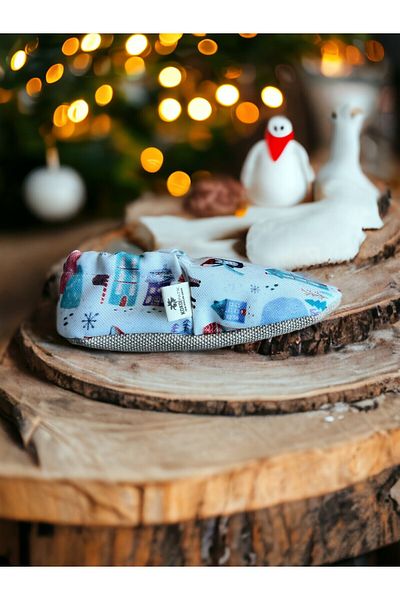 Kokopatik ,Non-Slip Sole,Organic Cotton Home Nursery Booties,Christmas Festive Patterned Booties