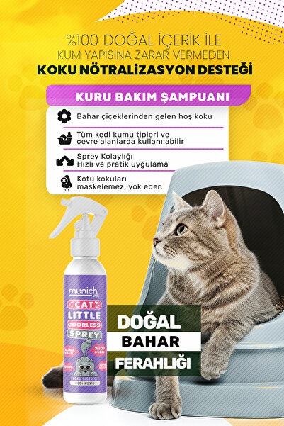 Munich Vet Doğal Bahar Kokulu Kedi Kumu Koku Giderici Sprey 400 ml