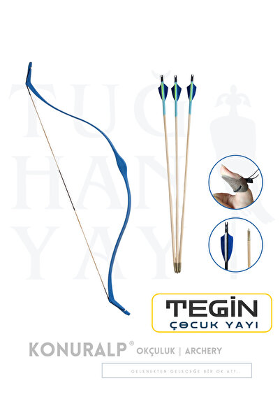KONURALP OKÇULUK Geleneksel Okçuluk Başlangıç Genç Ok Yay Seti Mavi(3 Ok+ Zih...