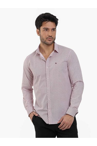 Dufy Claret Red Men's Shirt - Slim Fit, Pitikare Pattern, Brent Collar, LonG Sleeve - 102991