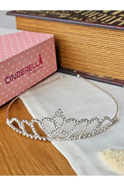 Cinderella Zirkon Taşlı Kız Çocuk Prenses Tacı Gümüş Renk - Düğün Kına Kuran ...