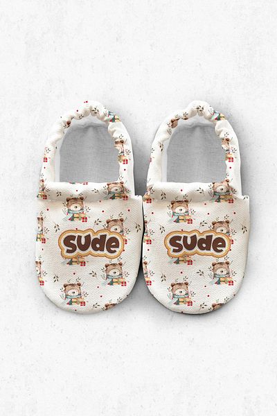 Kokopatik ,Non-Slip Sole,Home Nursery Bootiescotton Newborn Booties,Floral Winter Bear Patterned Booties