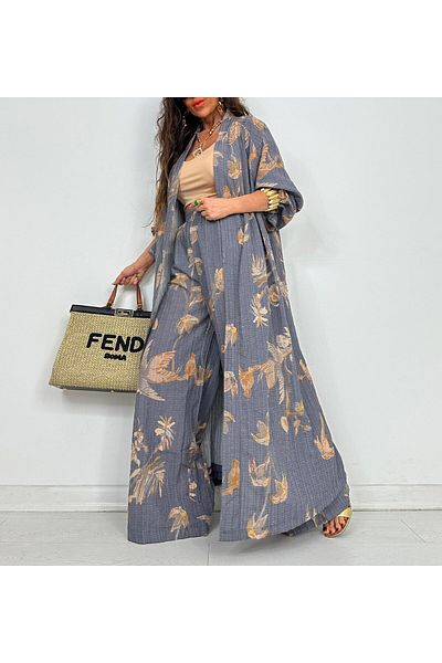 Lavanta Tekstil Kimono Trousers Set