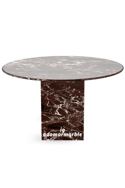 adomarmarblehandmadeandluxury Vişne Mermer Yemek Masası, Rosso Levanto Mermer Masa, Elips Yemek Masası, Özel ölçü