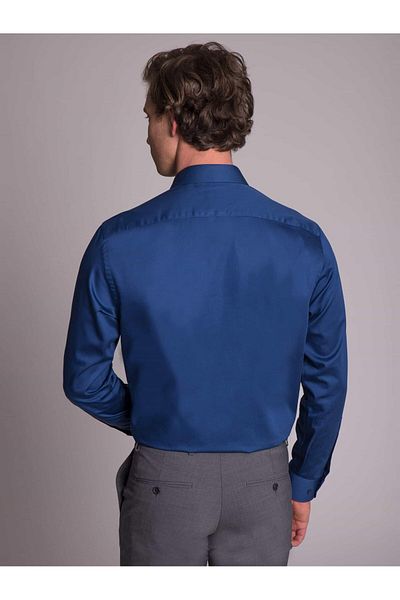 Dufy Cămașă pentru bărbați Indigo cu croiala obișnuită - solidă, guler clasic, mânecă lungă - 35857