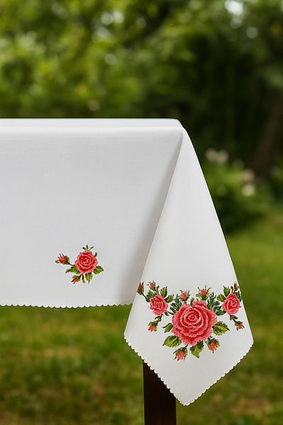 Cardea Exlusive Cross Stitch Printed Tablecloth 160x220