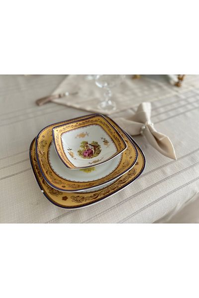 Hilaliart 26 Piece Luxury Tablecloth Set – Includes Pearl Detailed Napkin Holder, Double Layer Runner
