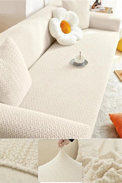 Bright Home غطاء أريكة مرن باللون الرمادي يتسع لـ 3 أشخاص بنمط الطوب |   غطاء...