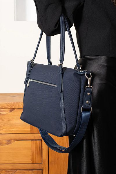 Just Polo Women's Navy Blue Large Size Lacost Fabric Hand and Shoulder Bag P346037Mh