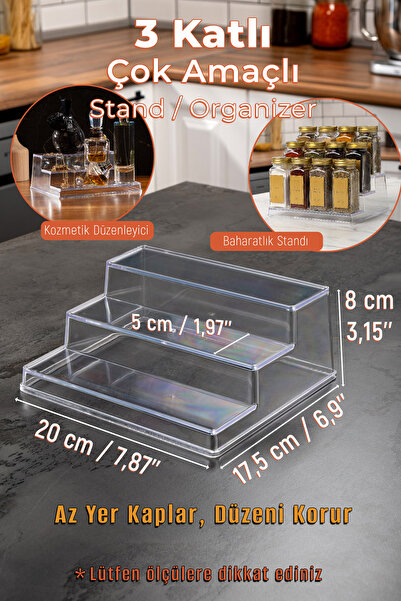 Mienda Home Mienda Home Şeffaf Pleksi Akrilik Merdiven Stand Baharatlık Stand...