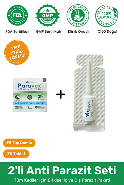 Vitexpert Fırsat Ürünü - 2'li Set Kedi Anti Parazit Tüm Kediler İçin Bitkisel 1 Damla Ve 1 Tablet Paketi