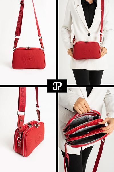 Just Polo Original Women's New Season 5 Compartment Luxury Soft Leather Adjustable Cross Column Strap Shoulder Bag