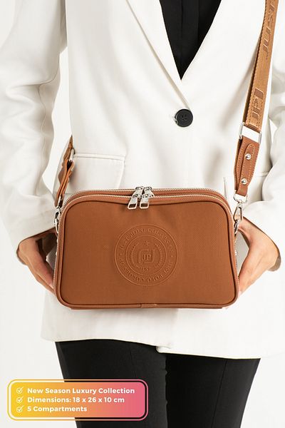 POLOGRAND London Geantă de umăr originală Just Polo Collection, cu 5 compartimente, din piele moale, cu curea încrucișată reglabilă
