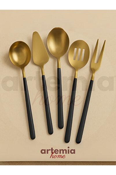 DMR LİFE Black Matte Gold 8 Piece Table Sauce Serving Set