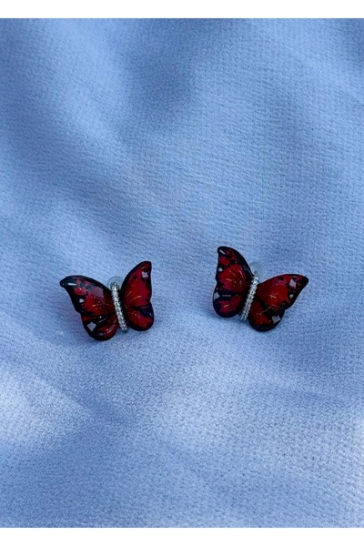 lesuvera أقراط فراشة حمراء من المجوهرات النسائية