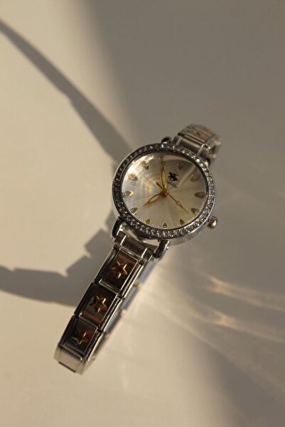 SHINELUC Nomi Silver Gold Star Round Dial Steel Women's Watch