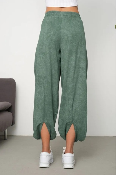 JADİYA Women's Cupra Fabric Elastic Waist Flowy Pleated Bohemian Shalwar Trousers