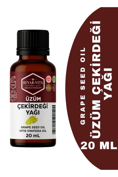 BEYARVİTA Üzüm Çekirdeği Yağı 20 ml – Soğuk Sıkım – Katkı Içermeyen – Cam Şişe