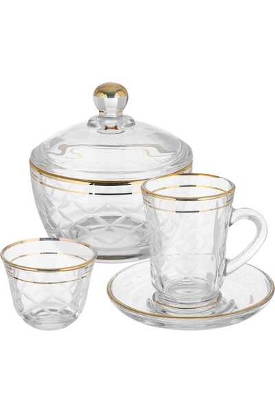 Alsaif Gallery Al Saif Gallery Max glass beads, patterned, with saucers, 12 pieces - clear