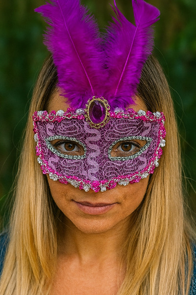 Niyet Dantelli Tüylü Fuşya Venedik Göz Maskesi - Kostüm Partileri , Maskeli B...